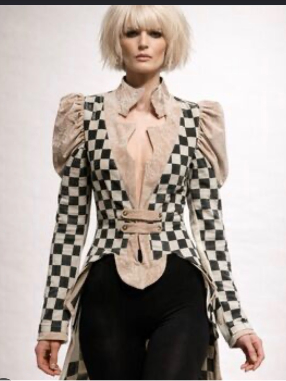 Nuvula Checkerboard Tailored Blazer in Black and White